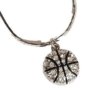 Silver Crystal Basketball Necklace Sports Mom 19" Ball Plated USA Seller